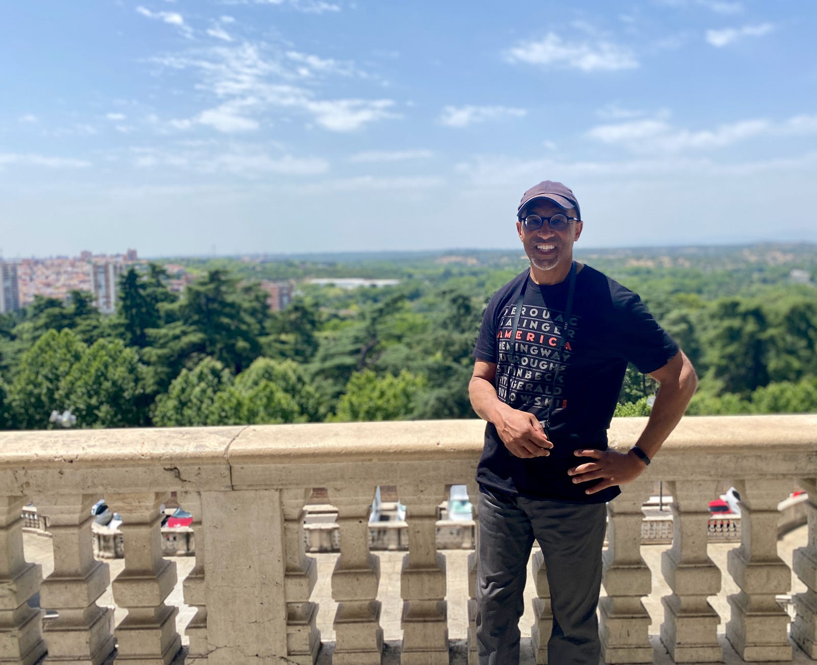 The author, Michael Hunter, at The Royal Palace of Madrid (Spanish: Palacio Real de Madrid) is the official residence of the Spanish royal family at the city of Madrid, although now used only for state ceremonies.