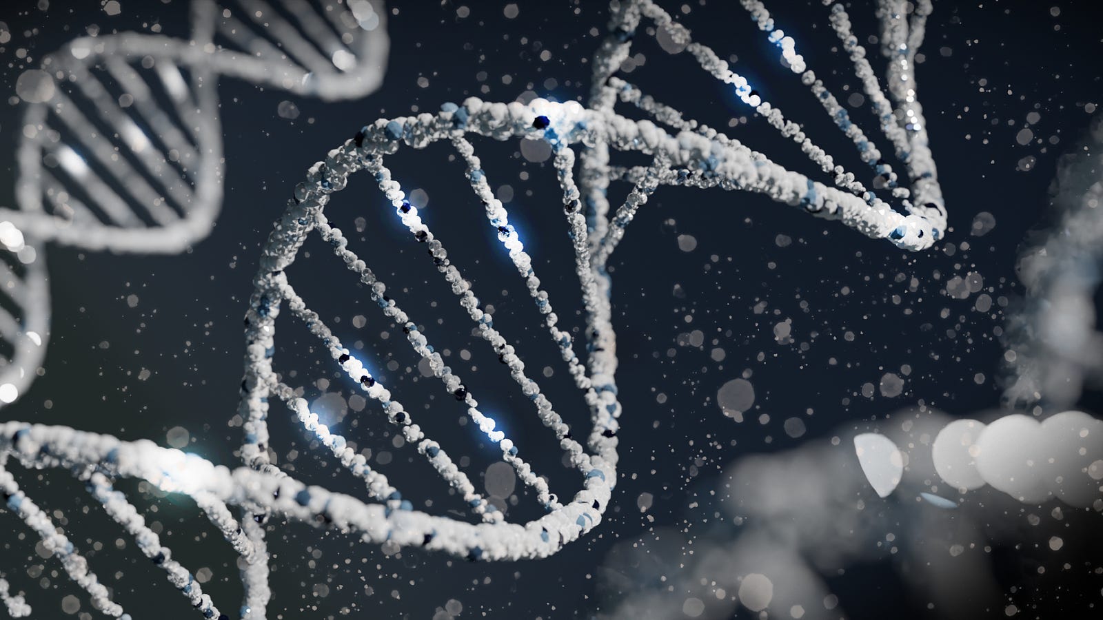 Close up illustration of a double strand of DNA. Genetics contributes to our balance ability.