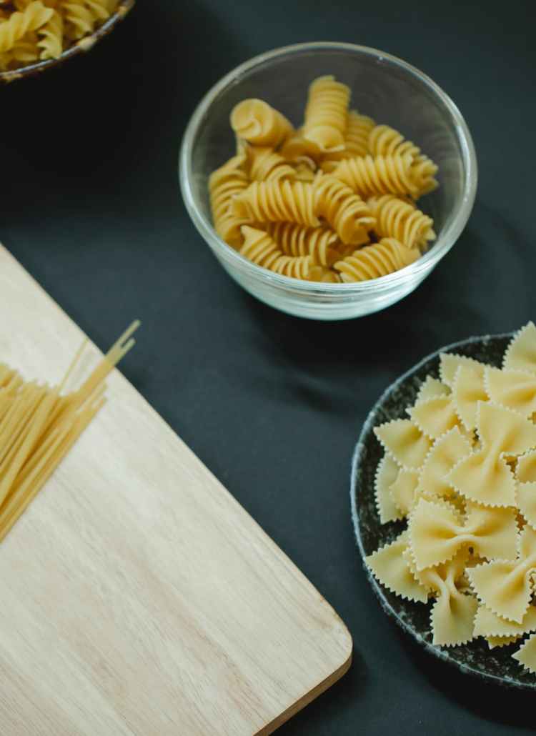 different types of italian pasta on table
