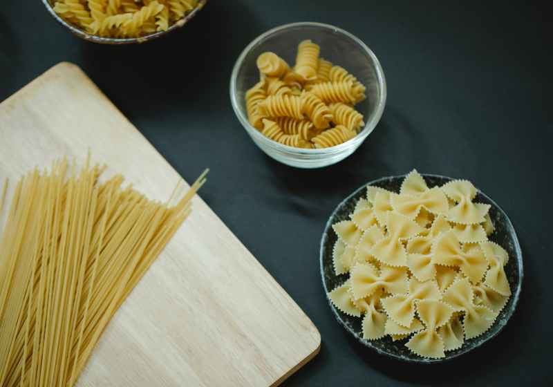 different types of italian pasta on table