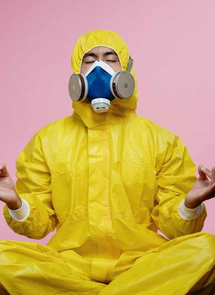 man in yellow protective suit
