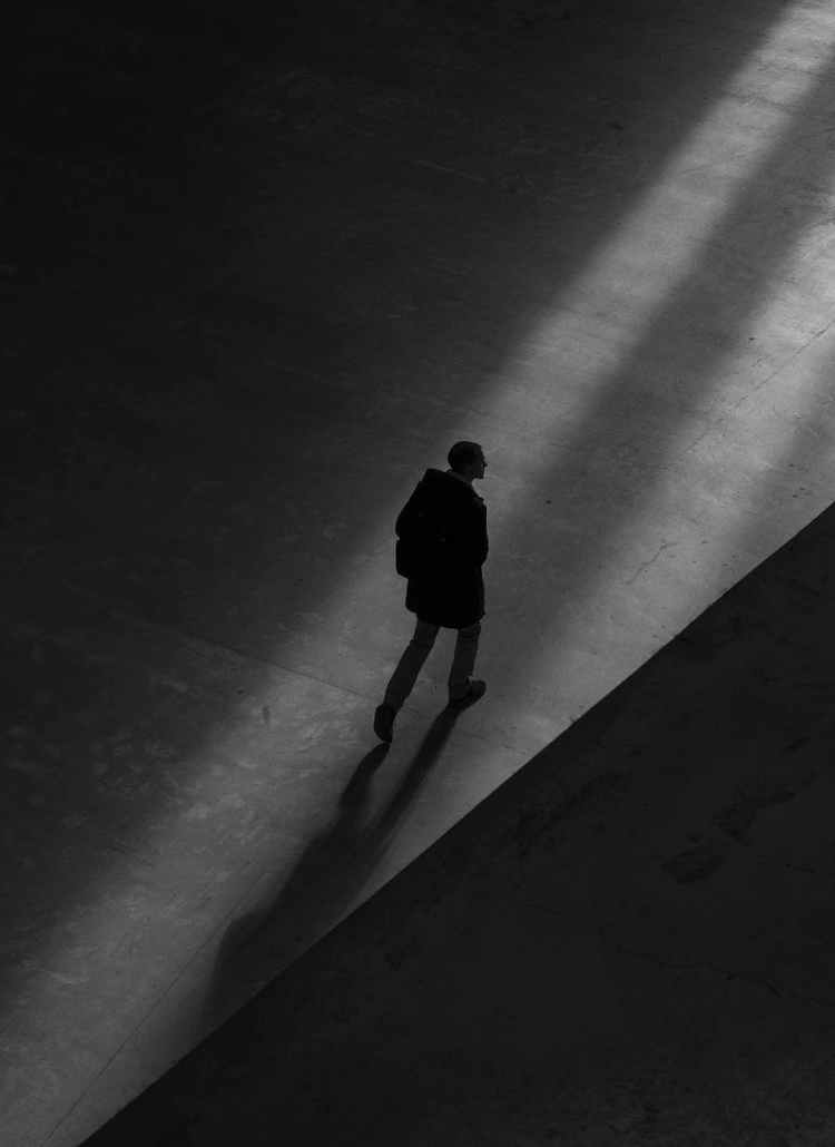 man walking on floor