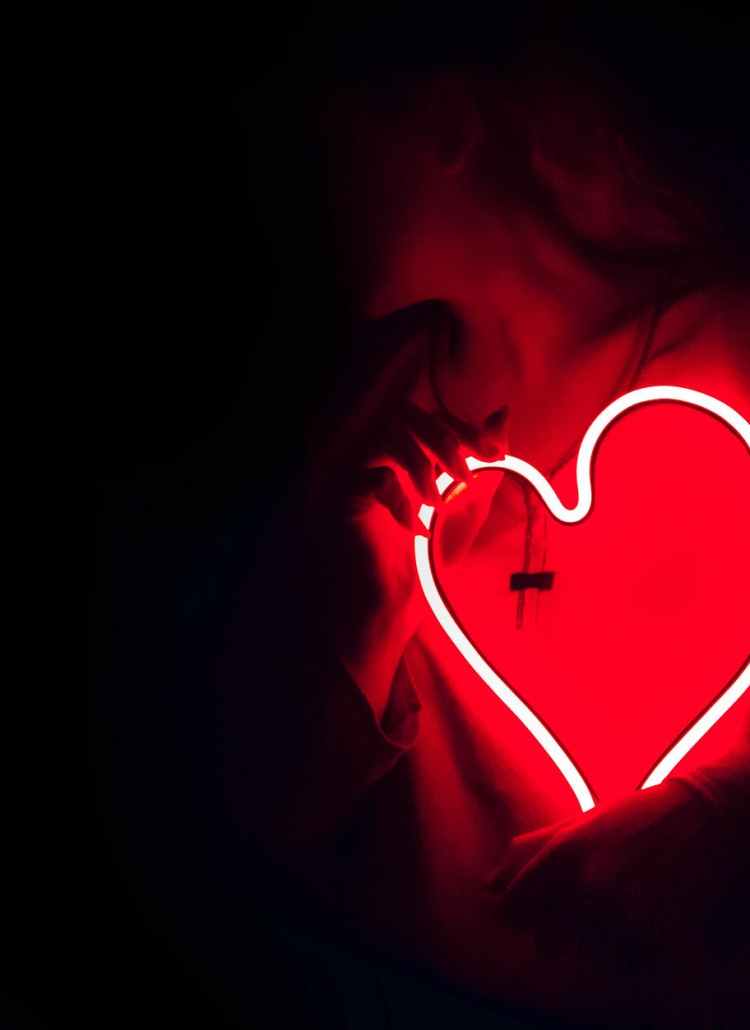 heart shaped red neon signage