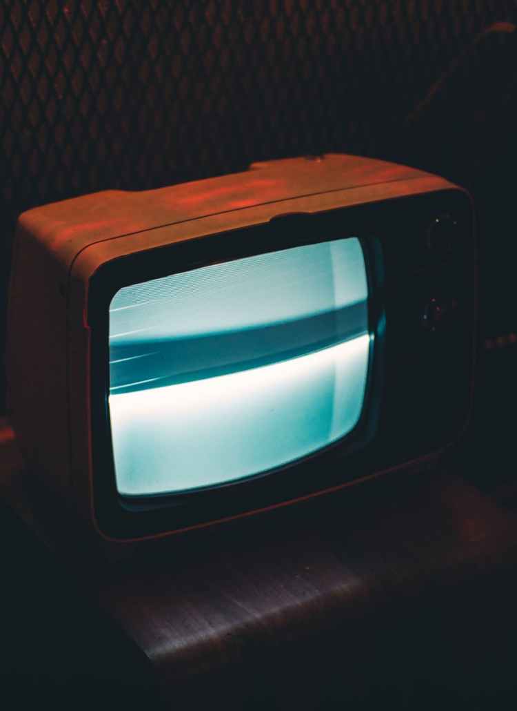 black crt tv showing gray screen