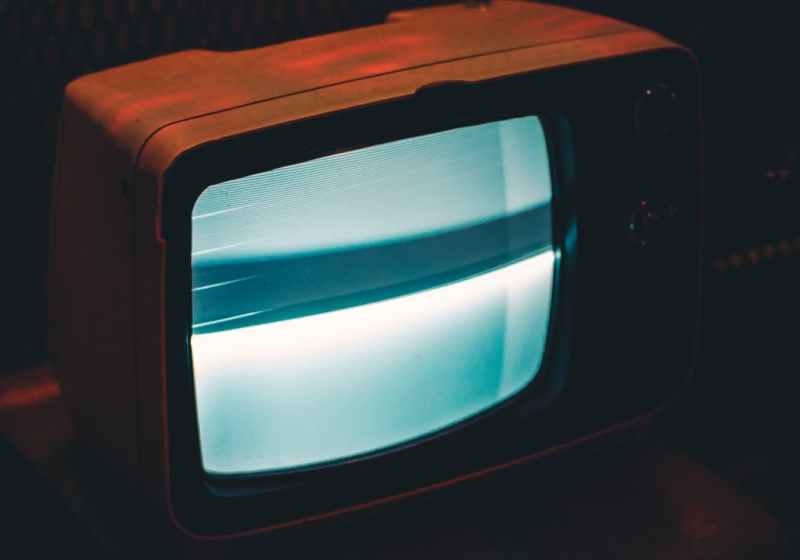 black crt tv showing gray screen