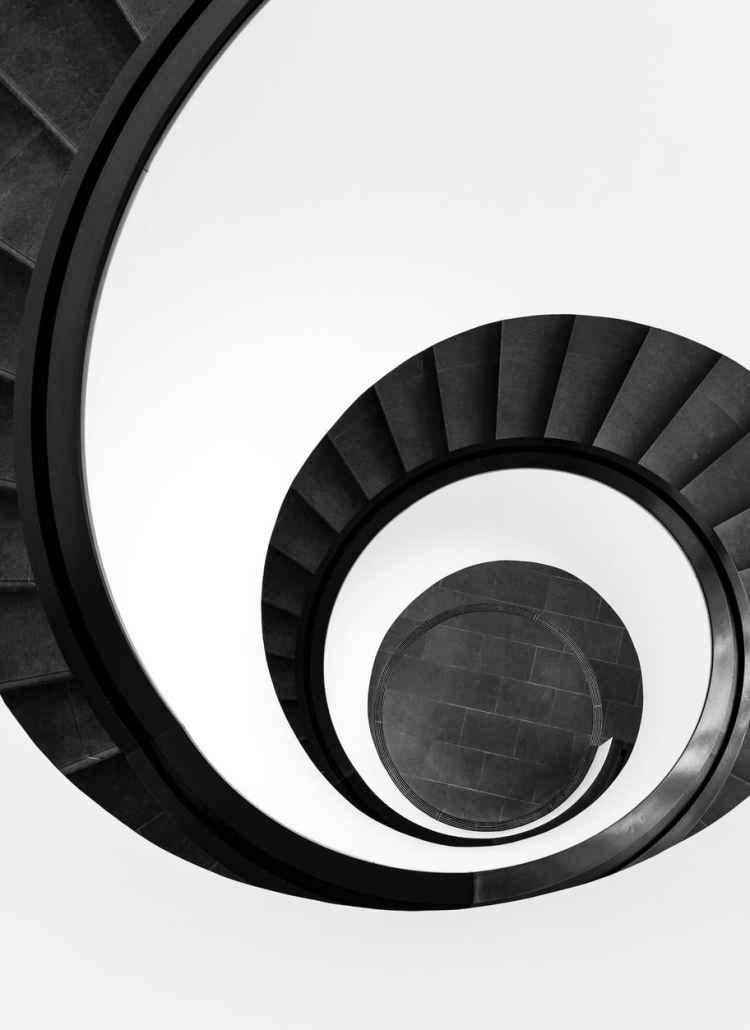 black spiral staircase