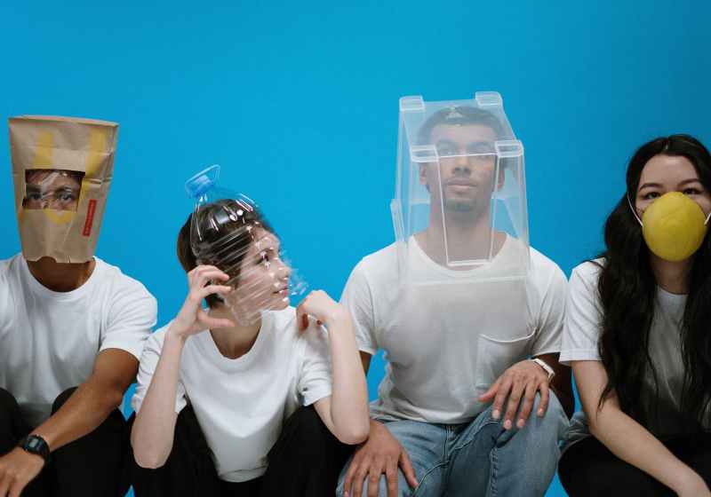 people wearing diy masks