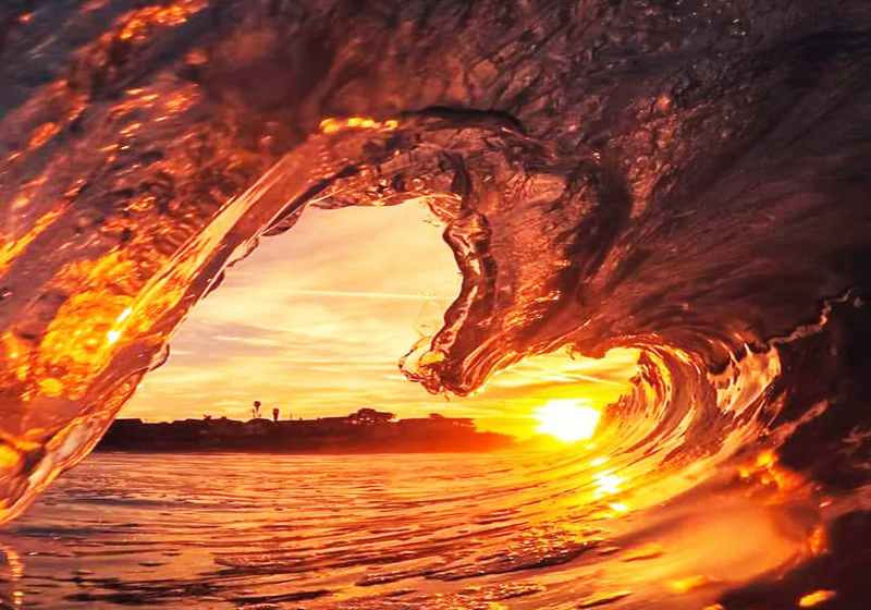 frozen wave against sunlight