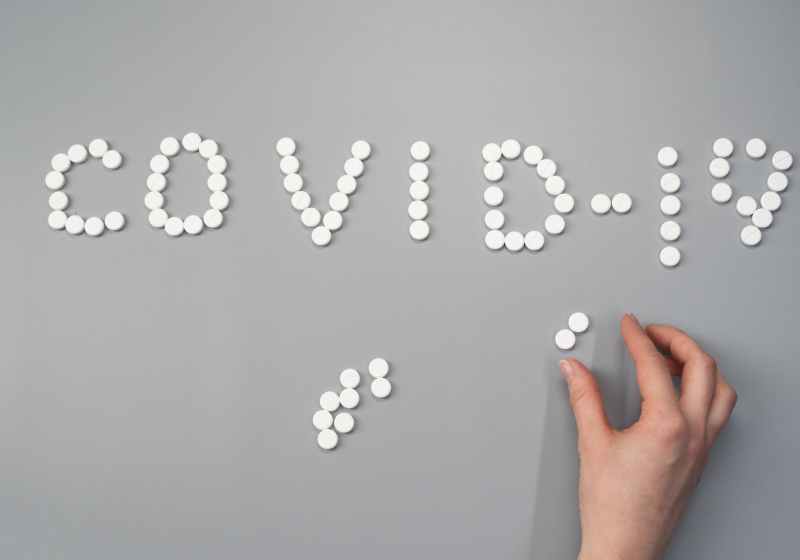pills on gray background