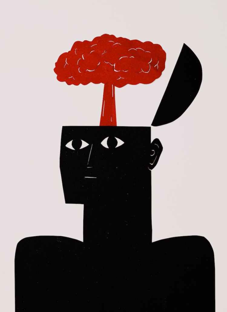 art concept of a person loosing a brain