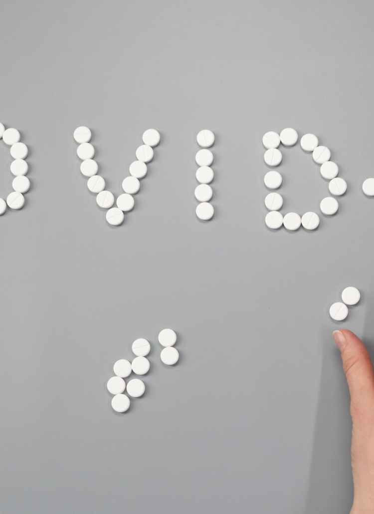 pills on gray background
