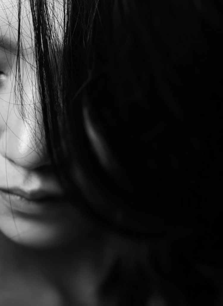 grayscale portrait of woman