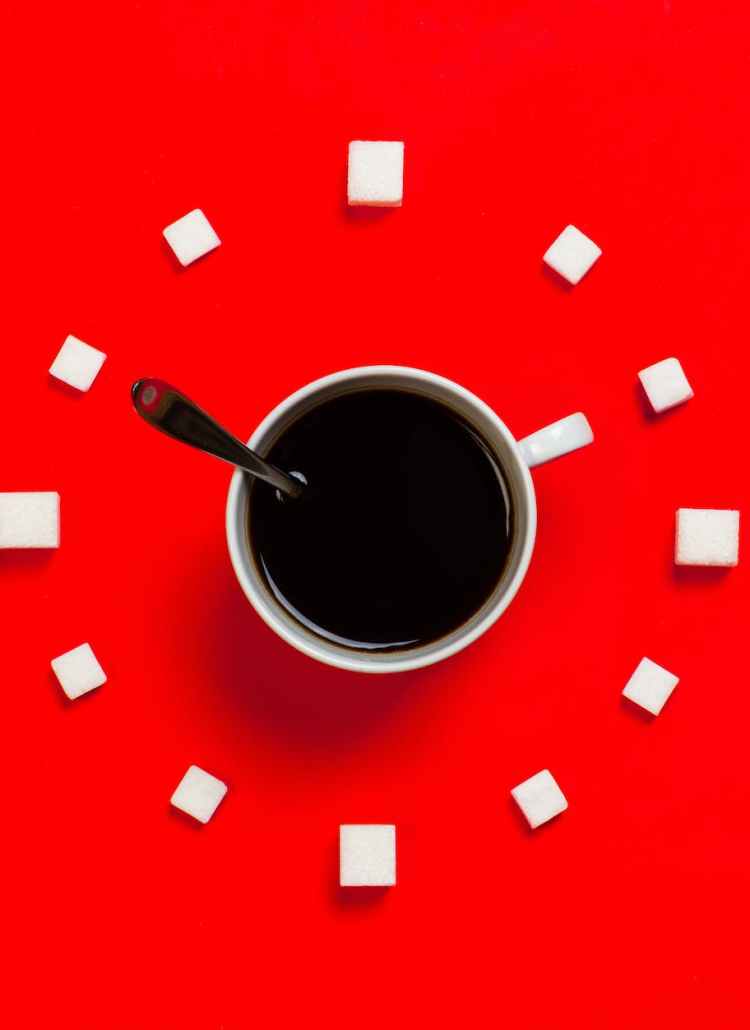 white mug on red background