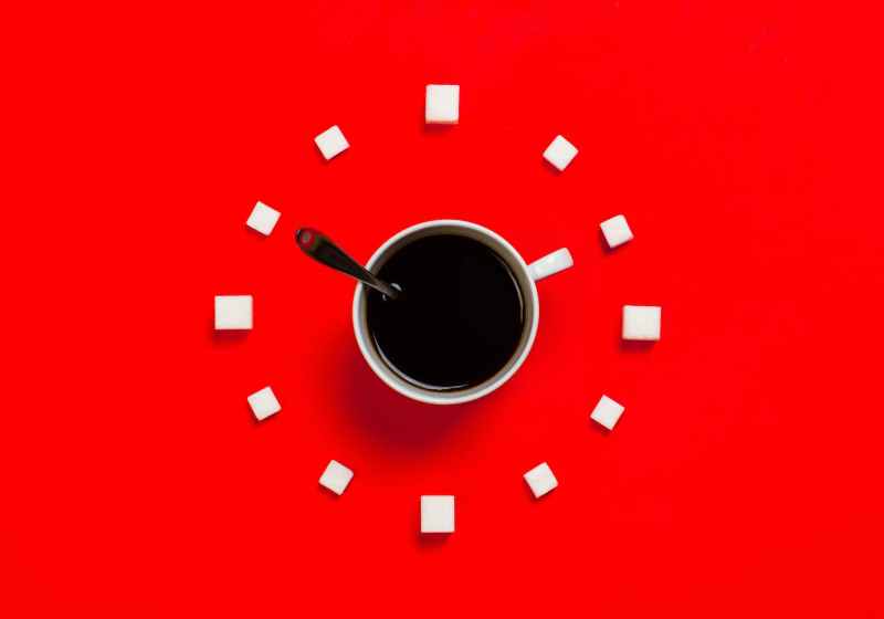 white mug on red background