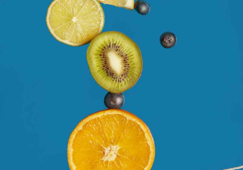 fruit slices balancing on a line