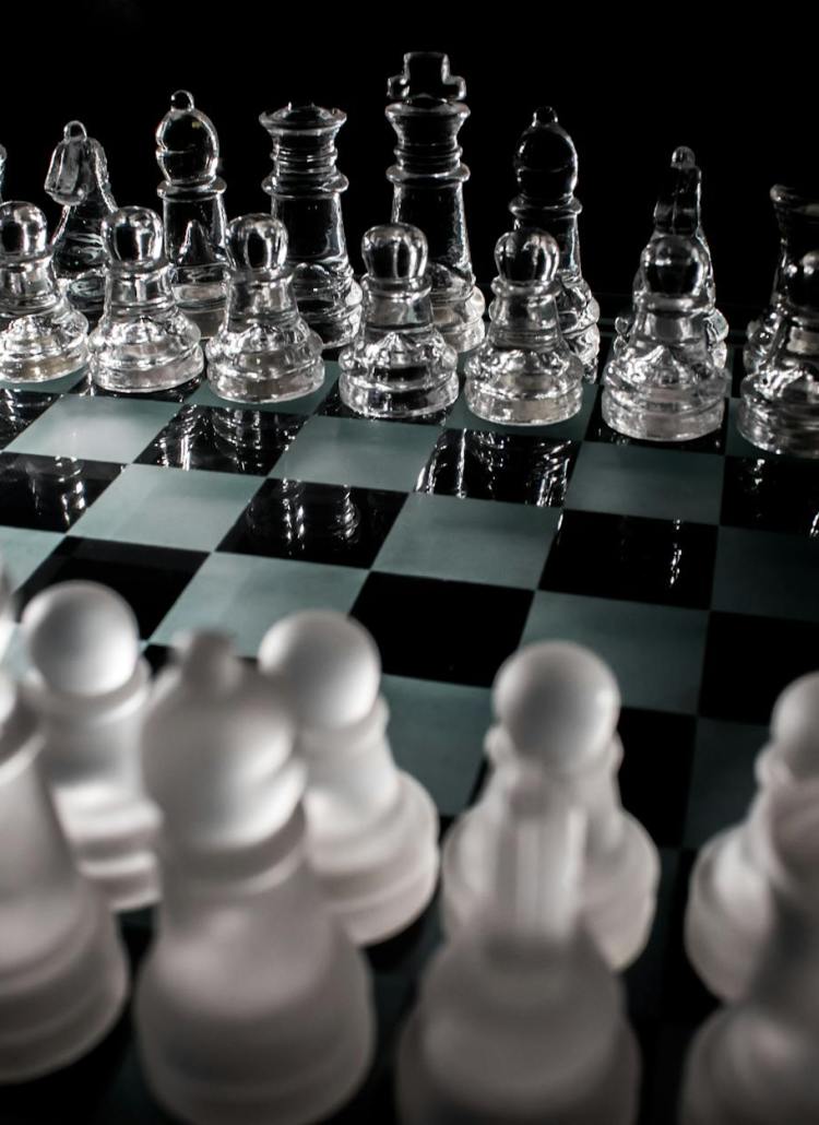 glass chess board set