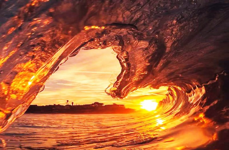 frozen wave against sunlight